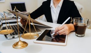 lawyer with tablet